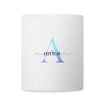 A| Monogramme | Nom | Aaron| Aquarelle - Mug blanc - blanc - Devant