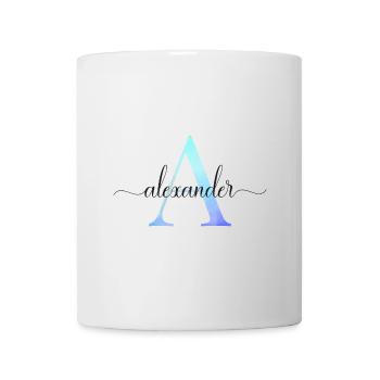 A| Monogram | Name | Alexander | Watercolor - Mug - white - Front