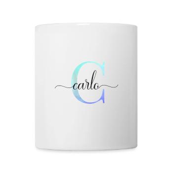 C| Monogramme | Nom | Carlo | Aquarelle - Mug blanc - blanc - Devant