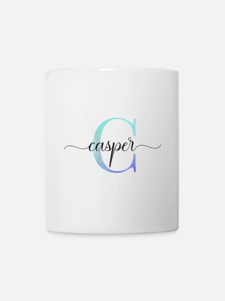 C| Monogramme | Nom | Casper | Aquarelle - Mug blanc - blanc