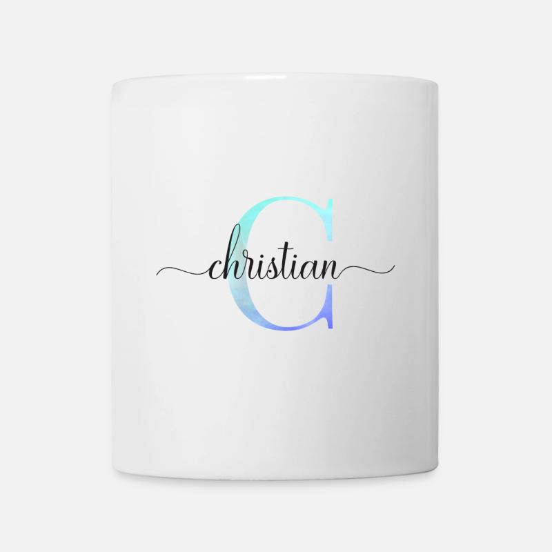 C| Monogramm | Name | Christian| Watercolor - Tasse - Weiß