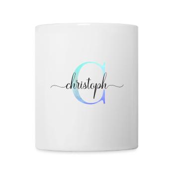 C| Monogramme | Nom | Christoph | Aquarelle - Mug blanc - blanc - Devant
