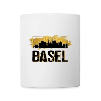 Basel Schweiz Stadt Skyline Heimat Liebe Gold - Tasse - Weiß - Vorne