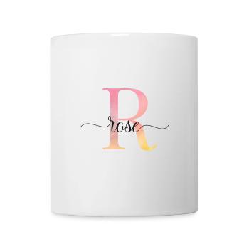 R | Monogramm | Name | Rose |Watercolor - Tasse - Weiß - Vorne
