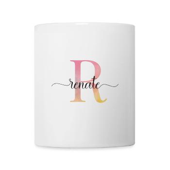 L | Monogramme | Nom | Renate |Aquarelle - Mug blanc - blanc - Devant