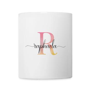 L | Monogramme | Nom | Raphaëla |Aquarelle - Mug blanc - blanc - Devant