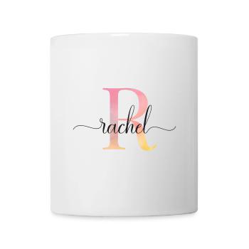 R | Monogram | Name | Rachel |Watercolor - Mug - white - Front