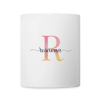 L | Monogramme | Nom | Rosanna |Aquarelle - Mug blanc - blanc - Devant