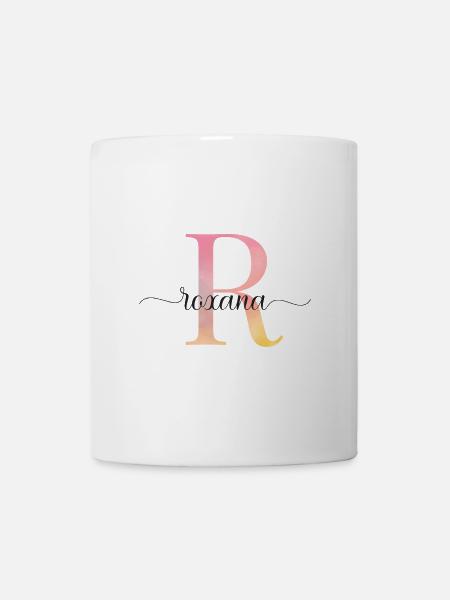 R | Monogramm | Name | Roxana |Watercolor - Tasse - Weiß