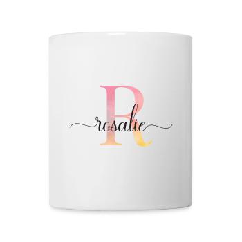 R | Monogramm | Name | Rosalie |Watercolor - Tasse - Weiß - Vorne