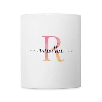 L | Monogramme | Nom | Roswitha |Aquarelle - Mug blanc - blanc - Devant