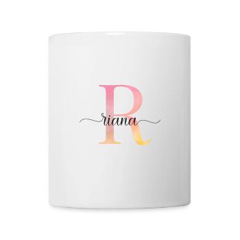 L | Monogramme | Nom | Riana |Aquarelle - Mug blanc - blanc - Devant