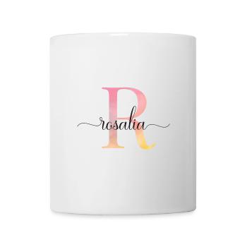 L | Monogramme | Nom | Rosalie |Aquarelle - Mug blanc - blanc - Devant