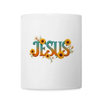 Blumiges Jesus Wort Motiv - Tasse - Weiß - Vorne