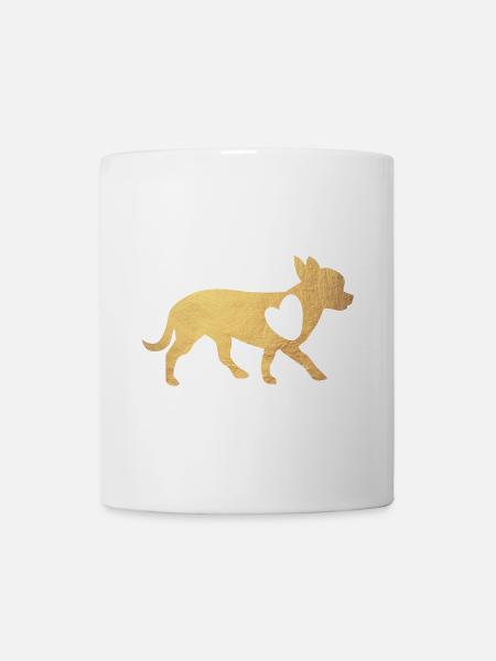 Herz Chihuahua Gold Hunde Fan Liebe Love Wauwau - Tasse - Weiß