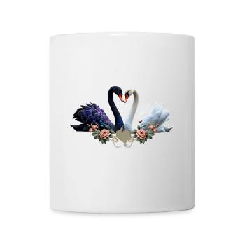 Ewige Bindung, schwarz-weiße Schwäne in Liebe - Tasse - Weiß - Vorne