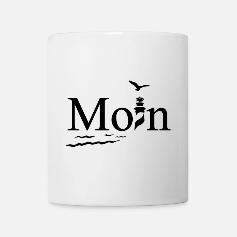 Maritimes Moin Design mit Möwe und Leuchtturm - Tasse - Weiß