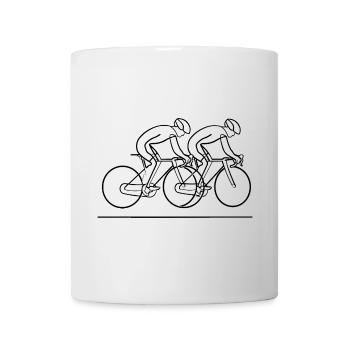 Fahrradfahrer Strichzeichnung - Tasse - Weiß - Vorne