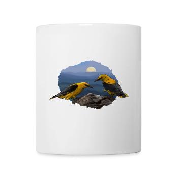 Goldene Vögel & Mondlicht – Friedliche Nacht - Tasse - Weiß - Vorne