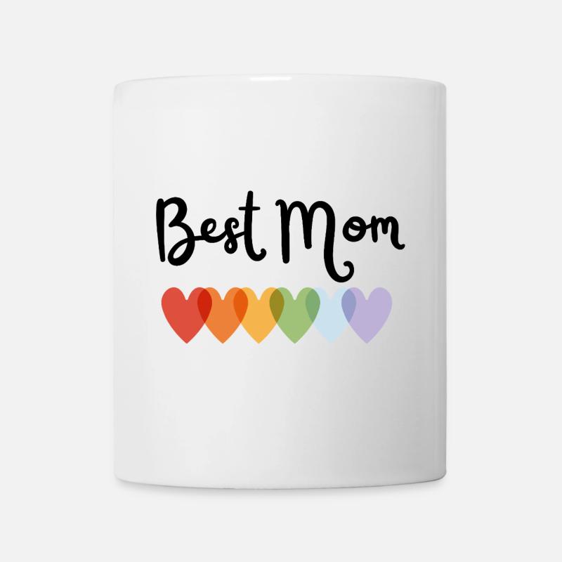 Regenbogenherz Best Mom Design - Tasse - Weiß