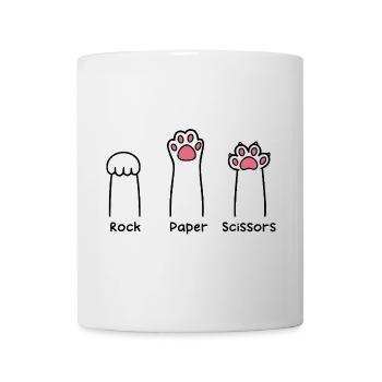 Rock Paper Scissors Hand Game Cute Paw Funny Cat - Mug blanc - blanc - Devant