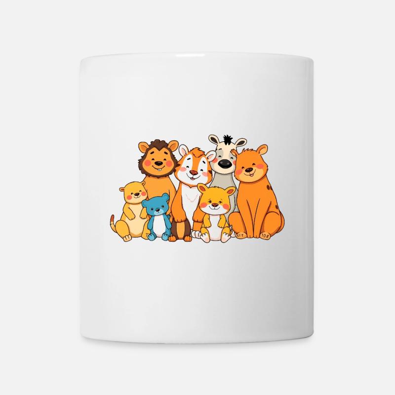 Verspielte Tierfamilie Comic Design - Tasse - Weiß