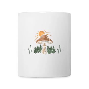 Champignon dans la nature avec battement de cœur - extérieur et forêt - Mug blanc - blanc - Devant