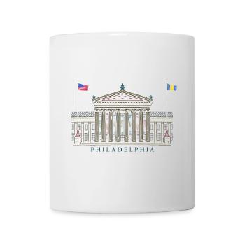 Philadelphie, dessin à la main, Façade, Culture, États-Unis - Mug blanc - blanc - Devant