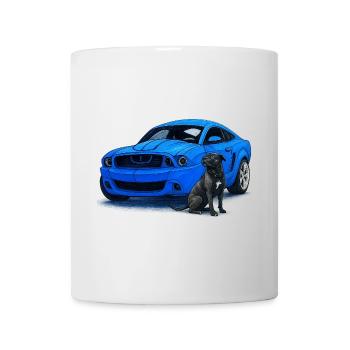 Blauer Musclecar Hundepartner - Tasse - Weiß - Vorne