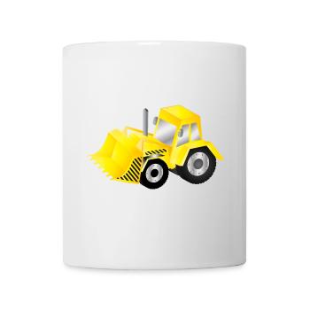 Excavatrice jaune vif avec puissance - Mug blanc - blanc - Devant