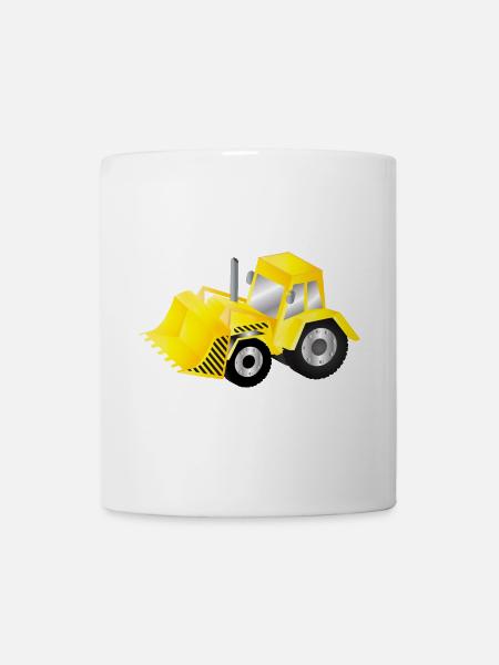 Strahlend gelber Bagger mit Power - Tasse - Weiß