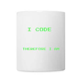 Ich programmiere, also bin ich – lustiges Entwickler-T-Shirt - Tasse - Weiß - Vorne