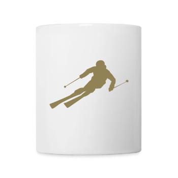 Minimalist Skier Silhouette Winter Sports - Mug - white - Front