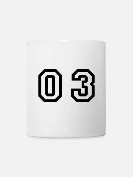 Nummer - 03 - null drei - Tasse - Weiß