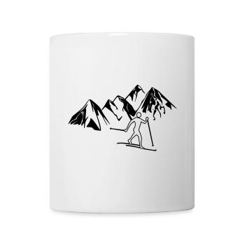 Cross-country skiers before mountains - Mug - white - Front