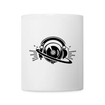 Une console de platines DJ avec un casque, - Mug blanc - blanc - Devant
