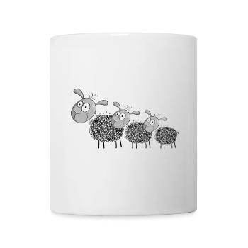 Drei Wollschafe - Schaf Comic - Tasse - Weiß - Vorne
