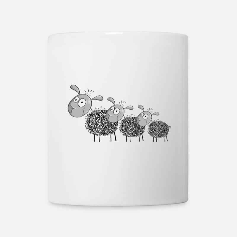 Three wool sheep - sheep cartoon - Mug - white