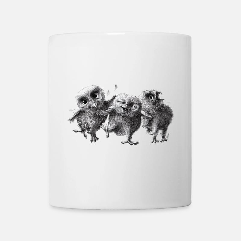 trois hiboux heureux - Mug blanc - blanc