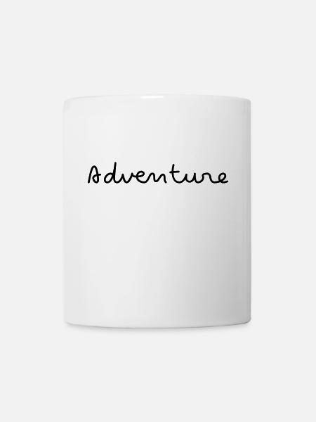 Abenteuer Adventure Schriftzug einfach Hipster - Tasse - Weiß