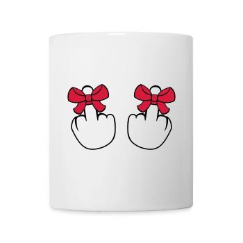 2 haende wichser mittelfinger zeigen beleidigen fi - Tasse - Weiß - Vorne