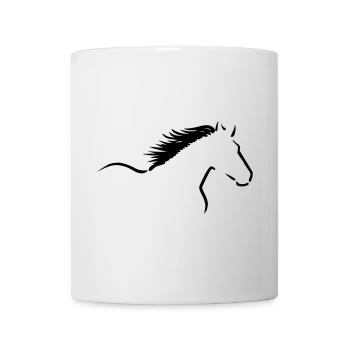 Zeichnung: Pferd mit wehender Mähne - Tasse - Weiß - Vorne