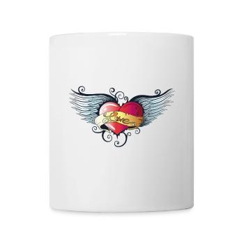 Big heart with wings, Tattoo Style. - Mug - white - Front
