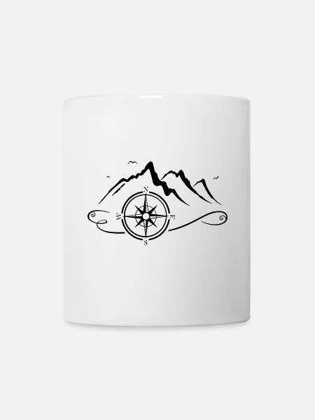 Montagnes avec boussole - Mug blanc - blanc