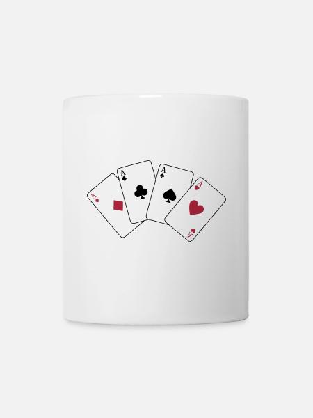 Karten, Poker, Ass, Spielkarten - Tasse - Weiß