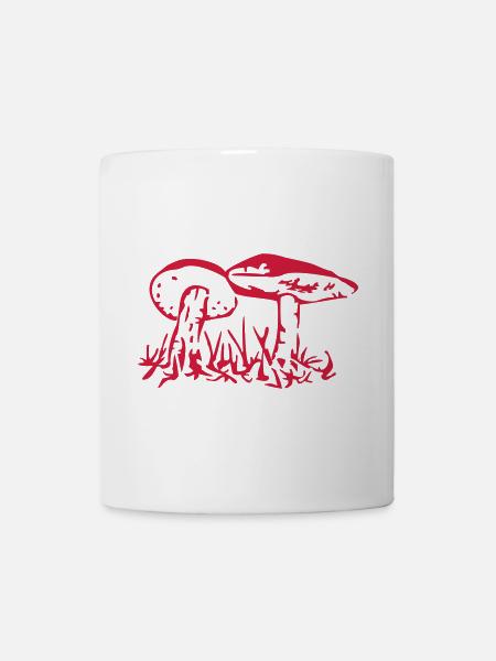 Myzelische Pilzillustration in Rot - Tasse - Weiß