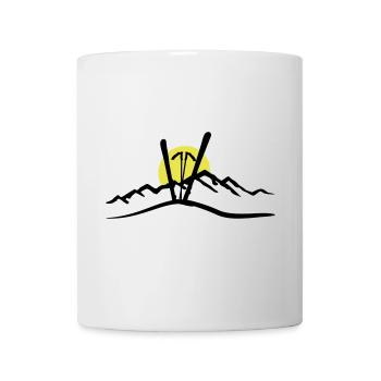 Ski, Berg und Sonne, Skifahren - Tasse - Weiß - Vorne