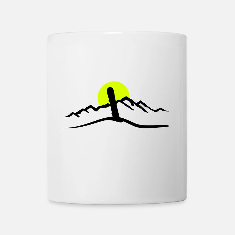 Snowboard, Berge und Sonne - Tasse - Weiß