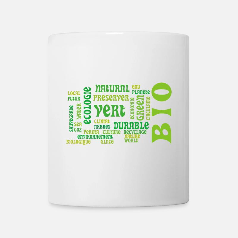 Bio et Ecologie : nuage vert de mots clés - Mug blanc - blanc