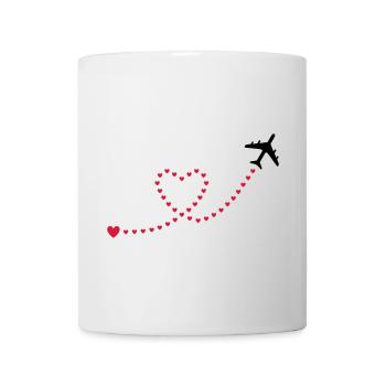 ★ Design colors changeable ★ Airplane, hearts - Mug - white - Front